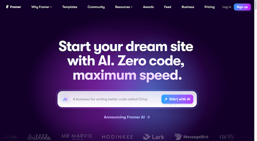 Start your dream site with AI. Zero code, maximum speed.